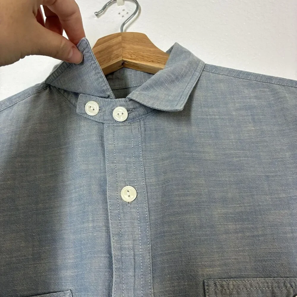 J Crew Shirt Mens Medium Blue Chambray Workshirt Button Up Long Sleeve Casual